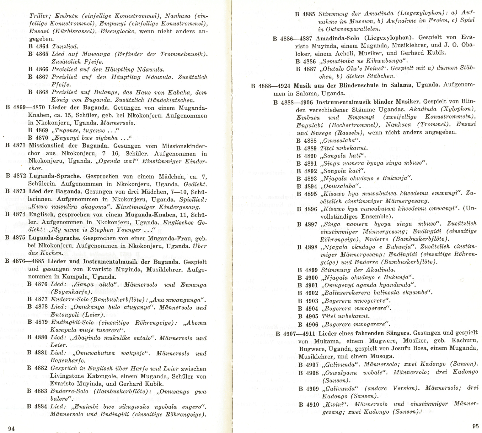 Photo Of The 1966 Catalogue Of The Recording (hermann, Schendl And Schüller 1966)
